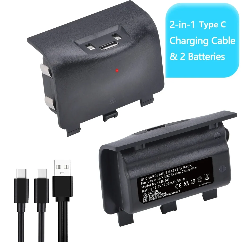 1400mAh Rechargeable Xbox Controller Battery Pack+Type C Cable for Xbox Series X, Xbox Series S Remote Gamepad