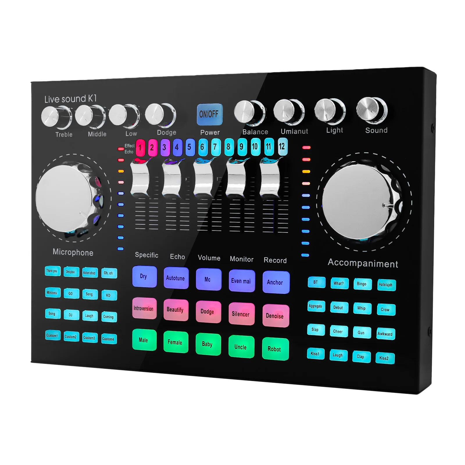 K1 Live Sound Card Portable Internet Celebrity Live Broadcast Special Sound Equipment Universal for Music Recording Karaoke Sing