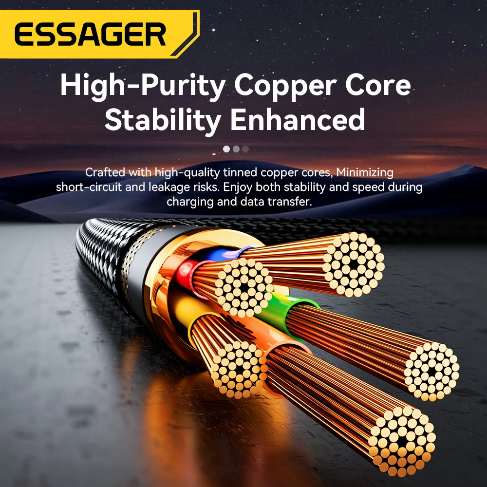 Essager PD 65W Max 2 in 1 Type C to Type C and Lightning For Samsung Xiaomi IPhone 14 13 12 11 Pro Max Xs Plus Data Cable