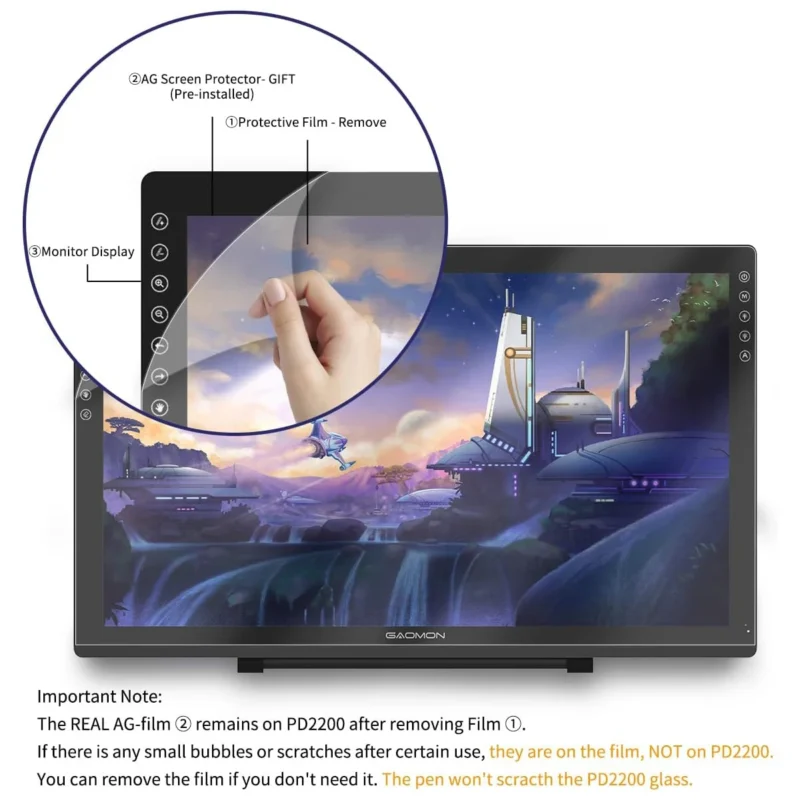 GAOMON PD2200 21.5 Inch 92%NTSC Graphics Tablet Drawing Monitor Pen display with Tilt-Support Battery-Free 8192 Pen Pressure