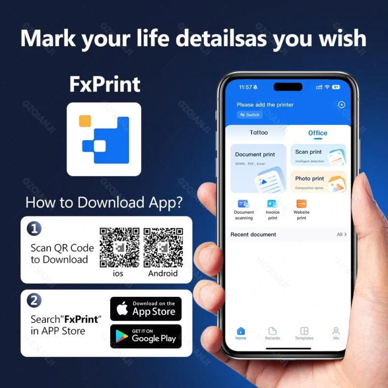 kf-Sdea331dded954b178235940c8b9365051 Portable A4 Thermal Printer Bluetooth Photos PDF Document Printing Machine Folded Rolls Paper For Office Work Home School Travel