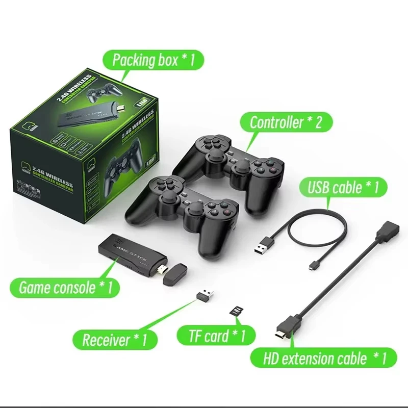 NEW M8 Game Console Built-in 20000+ 64GB Two-person Wireless Controller 2.4G Stick 4K HD PS1 GBA Video Children's Christmas Gift