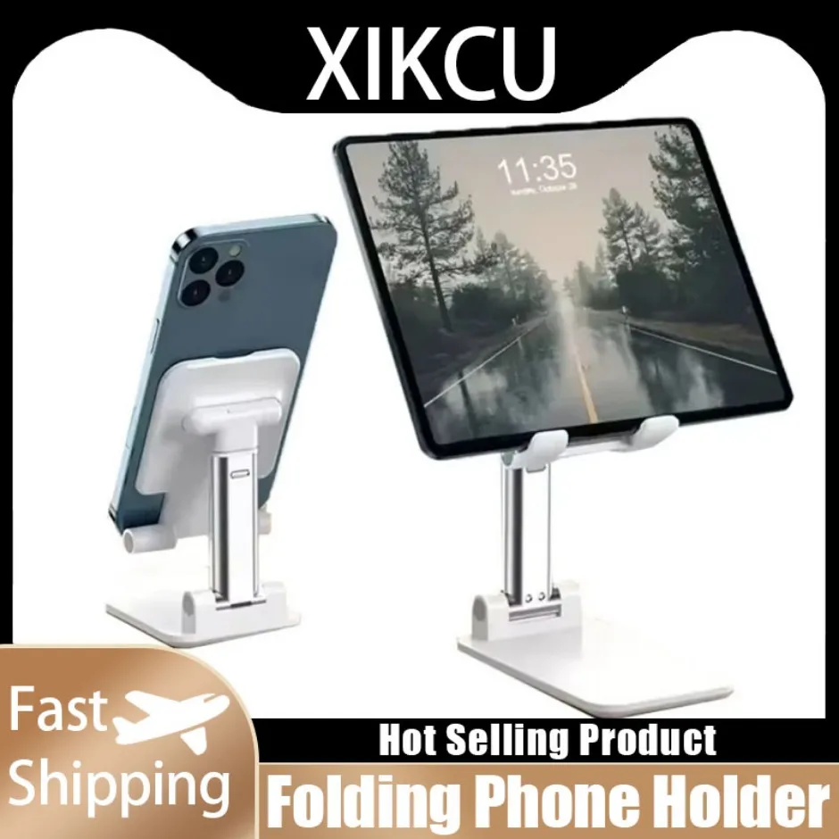 Folding Phone Holder Tablet Lazy Bracket Height Adjustable Desktop Live Streaming Stand for iPhone 12-16 Pro Max Samsung Xiaomi