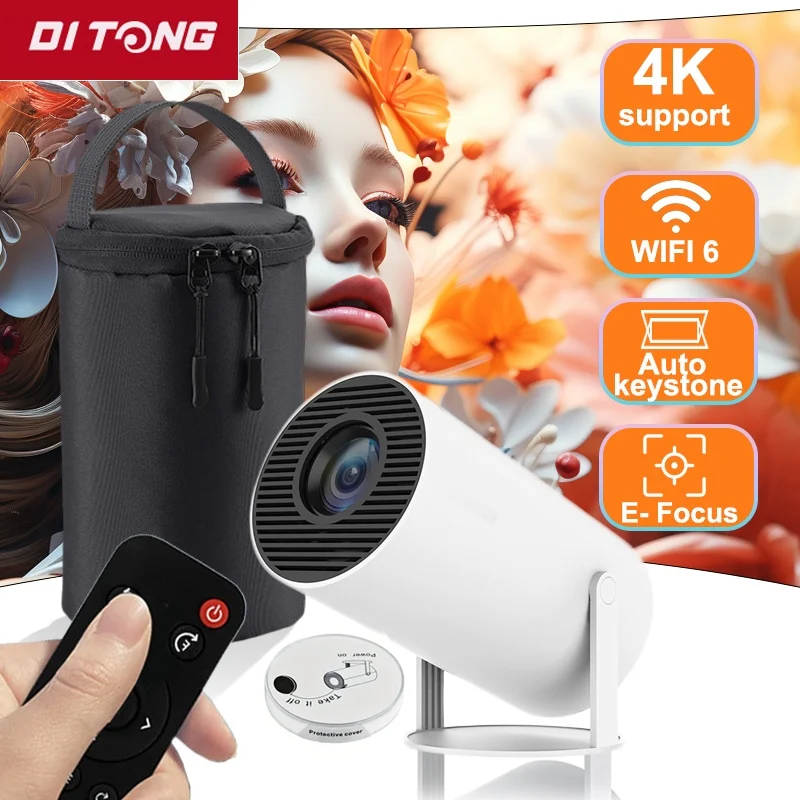 DITONG HY300 Plus Projector Android 4K 1280*720P Dual Wifi 300ANSI Video Cinema Outdoor Portable home hd led HY300 Pro Projetor