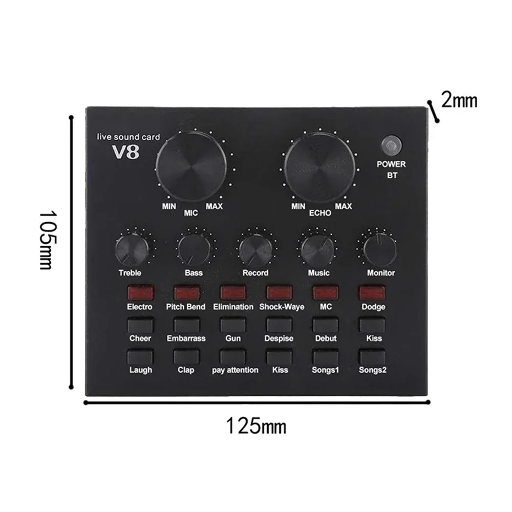 V8 Sound Card Audio Set Interface External Usb Live Microphone Sound Card Bluetooth Function For Computer Pc Mobile Phone Singin