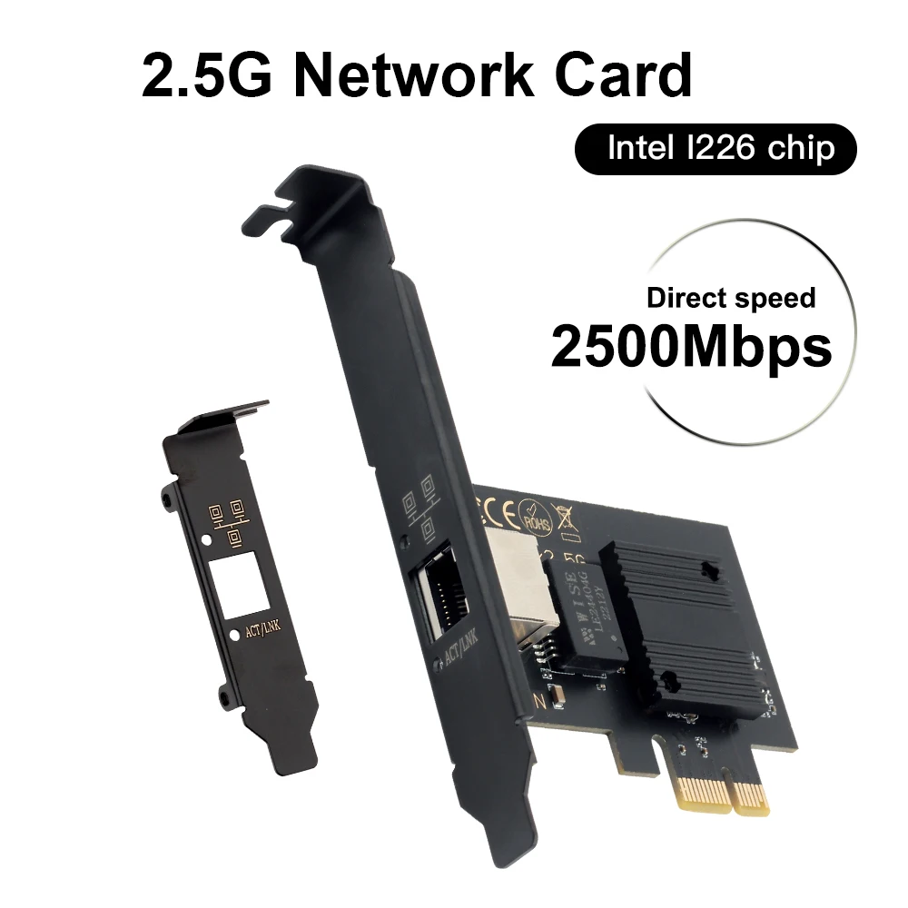 kf-Se8472d0de18a46f3bba398eb12ee196dR 2.5G Intel i226 PCIE To RJ45 Network Card 100/1000/2500Mbps RJ45 Interface LAN Etherent Gigabit Adapter For PC/Desktop For Win