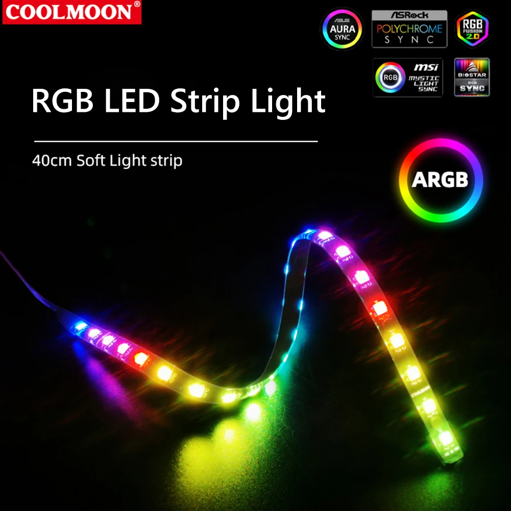 COOLMOON ARGB PC Case LED Strip Magnetic Computer Light Bar 5V/3PIN Small 4Pin ARGB Motherboard Light-Strip DIY Lamp Bar 20 kf Se94d4fc5c24c4e09abcca8257e38011eY