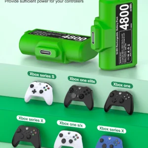 2 x 4800mWh Xbox One Controller Batteries Pack Play and Charge Kit USB-C Charging Cable/4 Covers for Xbox One/Series X|S
