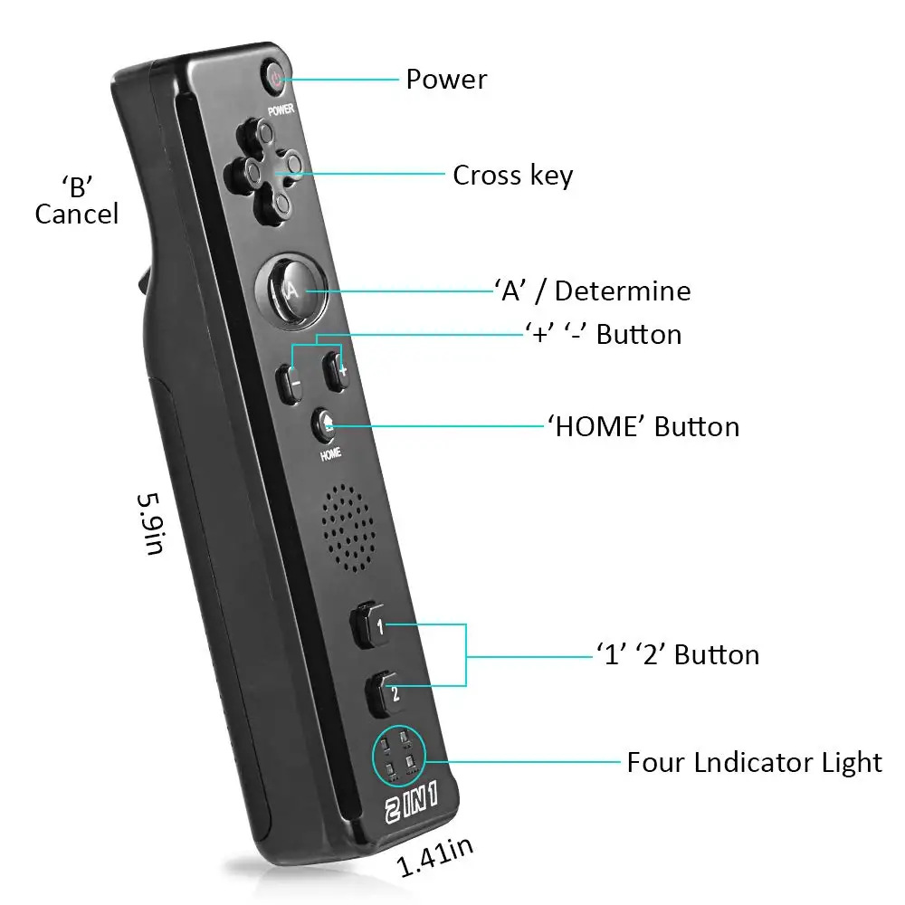 2 in 1 For Nintendo Wii Controller Set Optional Motion Plus Joystick Wireless Remote Gamepad with Silicone Case Video Game 7 kf Seb47694163de4981afe05cfa113f3f0aD