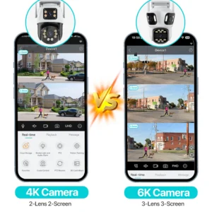 Three Lens PTZ IP Camera Outdoor 6K HD Three Screen WiFi Security Camera Auto Tracking 4K Dual Len Wirelss CCTV Camera iCsee