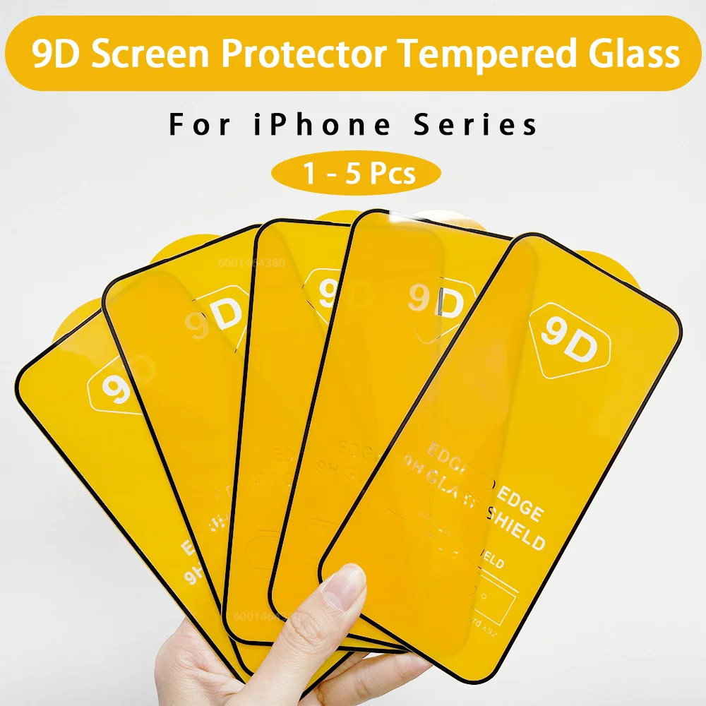 1 - 5 Pcs 9D Screen Protector Tempered Glass For iPhone Series 17 Air 17 Pro 16 Plus 14 13 15 12 11 Pro Max Protective Glass