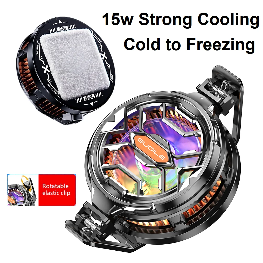 15W Strong Cooling FS03 FS02 Semiconductor Mobile Phone Cooler Radiator Magnetic and Rotatable Clip Quit 7 Color lighting