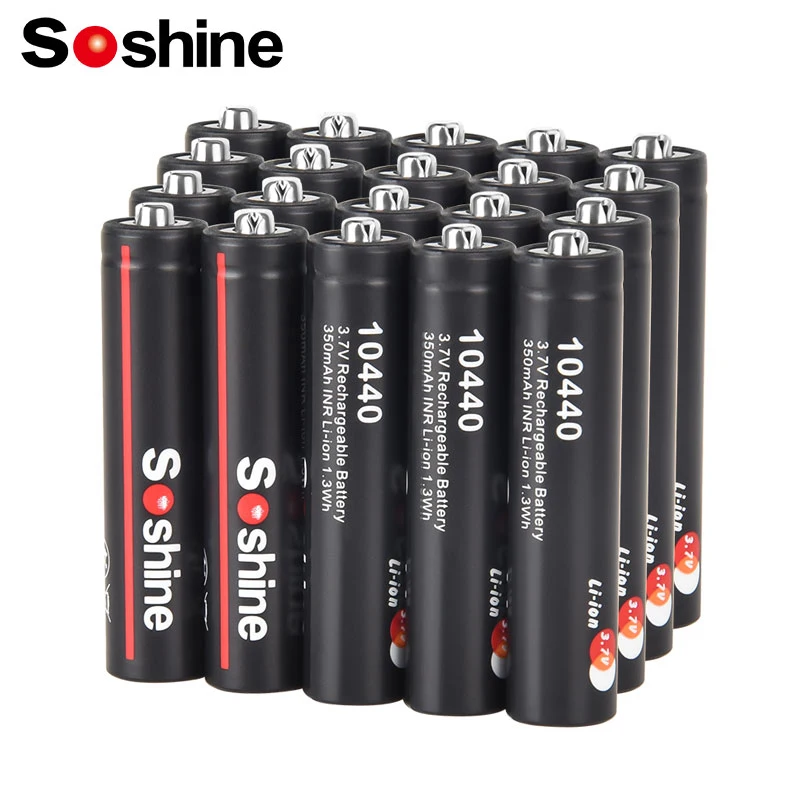 Soshine 3.7V 350mAh 10440 Lithium Batteries AAA 10440 Li-ion Rechargeable Battery 350mAh Battery for Recorder Game Console Toy
