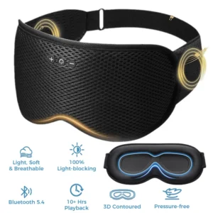 3D Wireless Sleeping Headphones Blindfold Soft Washable Bluetooth5.4 Music Headset Eyemask Handsfree Call Earphones Adjustable