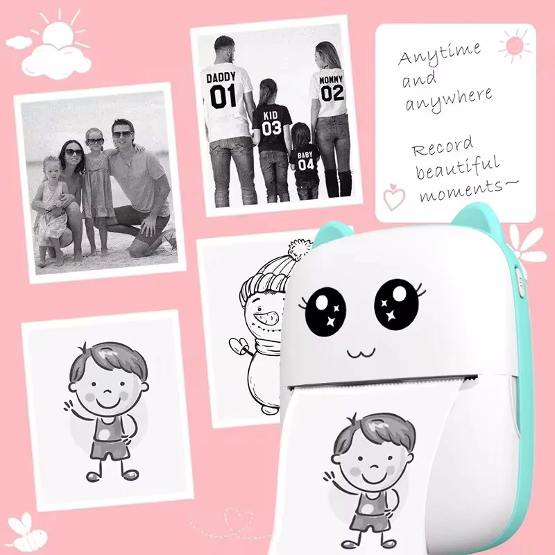 kf-Sf3789a144725432fb6c83644f3db82d9b Portable thermal printer mini cat print photo pocket thermal label printer 58mm printing wireless Bluetooth Android iOS printers