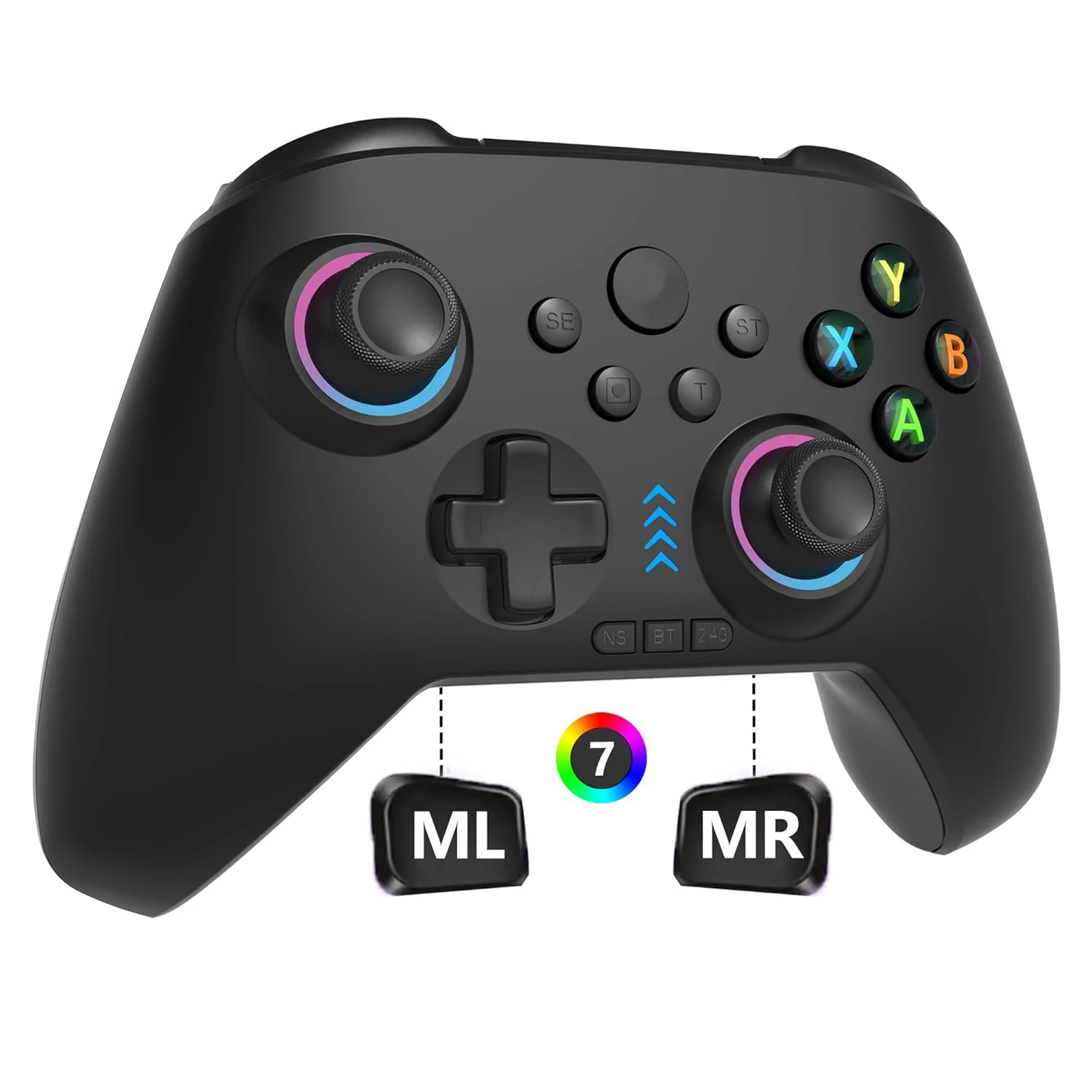 kf-Sf80791b81dbd4954b483e241c73f989dg 2.4G Wireless/Switch Controller with RGB Lighting/Programming Keys/Corridor Joystick/Corridor Shutter/Vibration, Android Gamepad