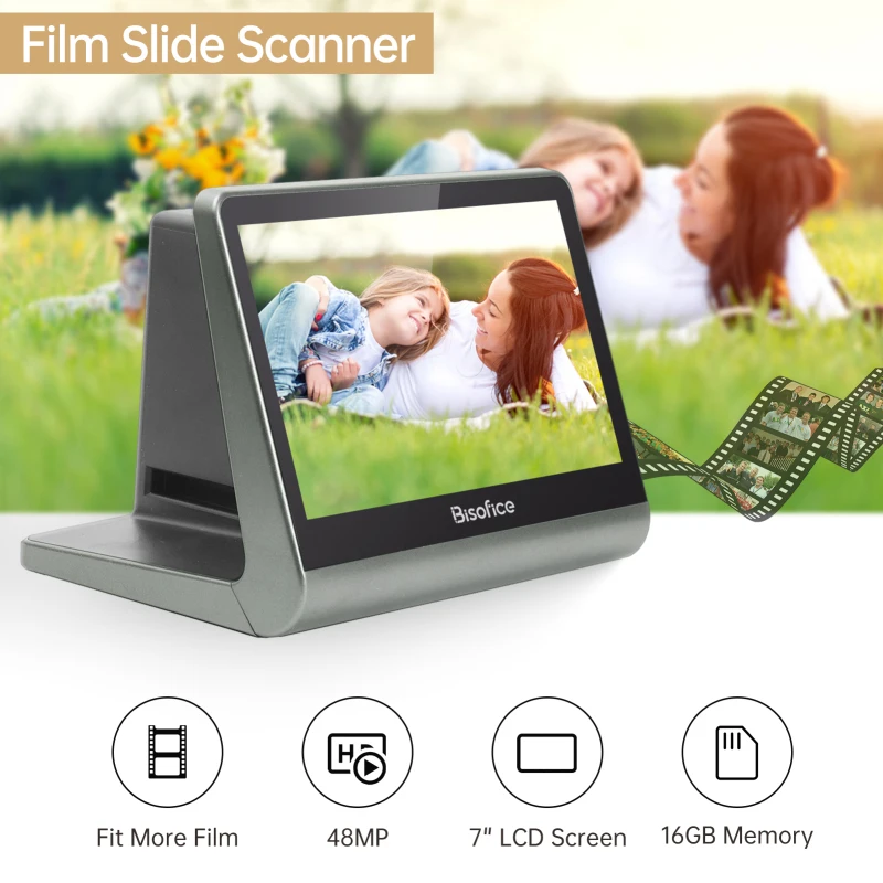 kf-Sf91407a475654a538d90354d043a06b5v Bisofice Film Slide Scanner for 135 Film/126KPK /110 Film/Super8/ย Monochrome/Slide to Digital JPEG Photos Built-in 16GB Memory