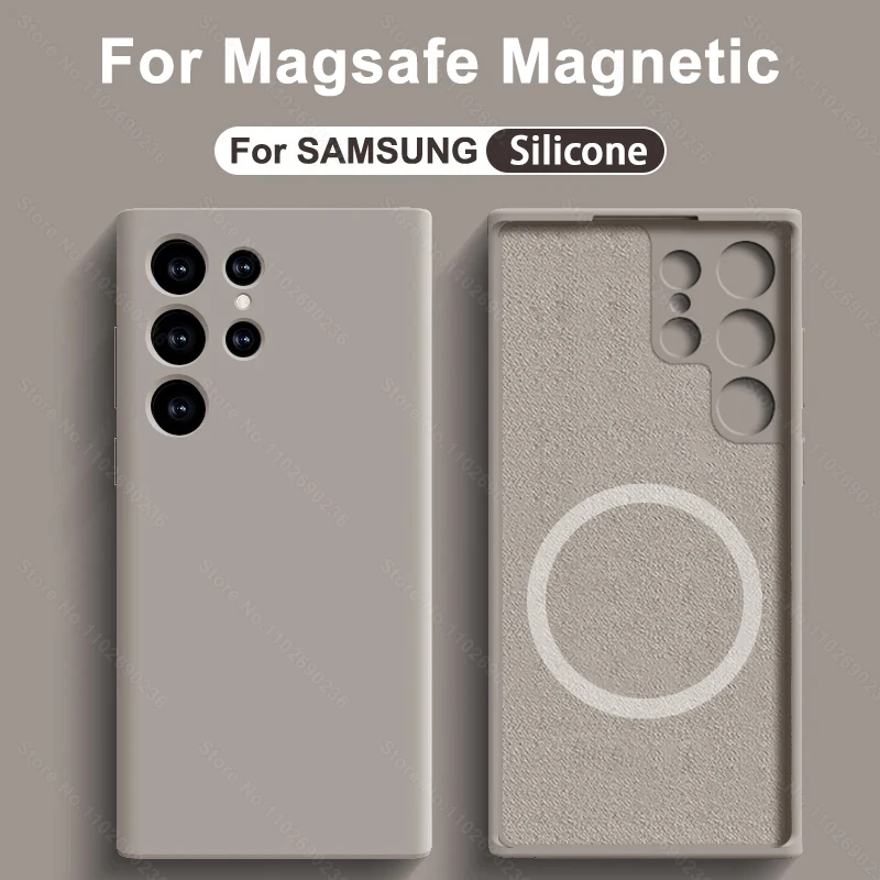 kf-Sfa69944833fe4359a8ad9272e0109c34I Liquid Silicone Case For Magsafe For Samsung Galaxy S24 S22 S21 S23 S25 Ultra Plus Fe Wireless Charge Magnetic Shockproof Cover