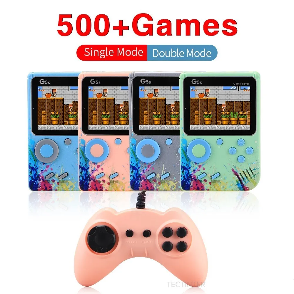 G5S 2.4 Inch Mini Video Game Console Portable Retro TV Handheld Game Player Built-in 500 Games AV Output Support 2 Player
