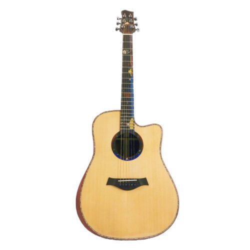 1 41" Solid Wood Dreadnought Acoustic Guitar – Solid Spruce Top with Rosewood Back & Sides, Professional Grade for Stage & Studio