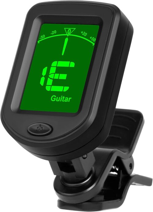 1 Clip On Guitar Tuner for Acoustic Electric Bass Ukulele Violin - High Accuracy Vibration Sensor with Chromatic Mode