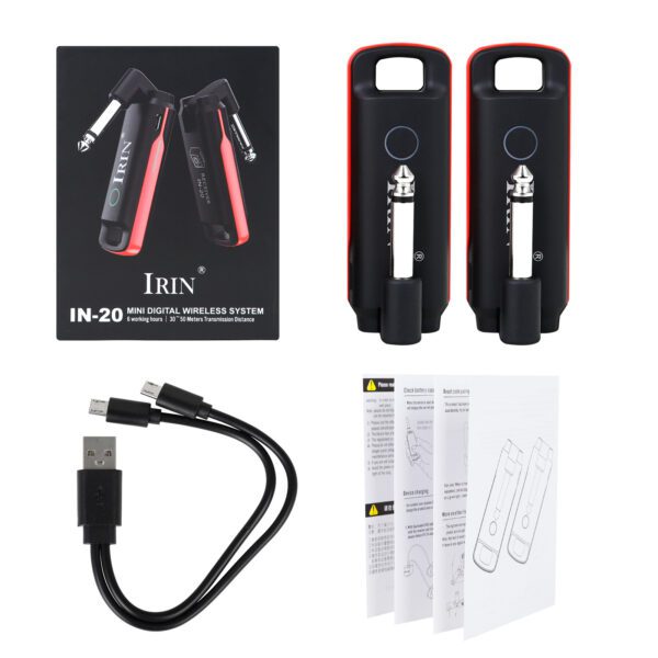 IRIN IN-20 Wireless Guitar Transmitter Receiver – 30m Range, 6.35mm Interface for Live Performance & Streaming
