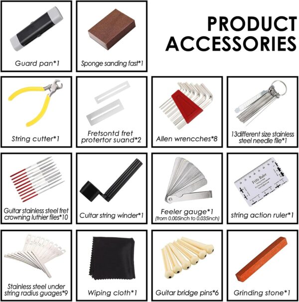 45 PCS Guitar Repair Tool Kit, Professional Setup & Maintenance Kit for Acoustic Electric Guitar Bass Ukulele Banjo