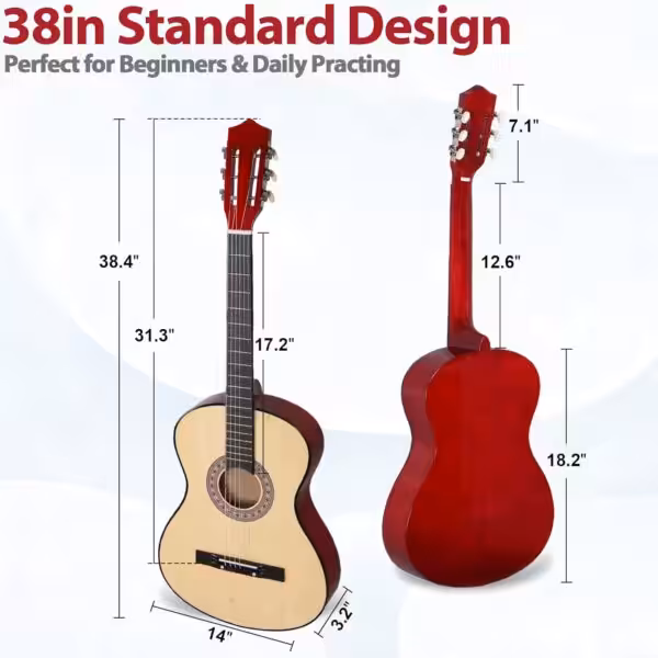 3 38-Inch Acoustic Guitar Kit with Gig Bag, Strap, Strings & Picks