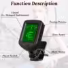 3 Clip-On Tuner for Guitar/Bass/Ukulele/Violin with LCD Display
