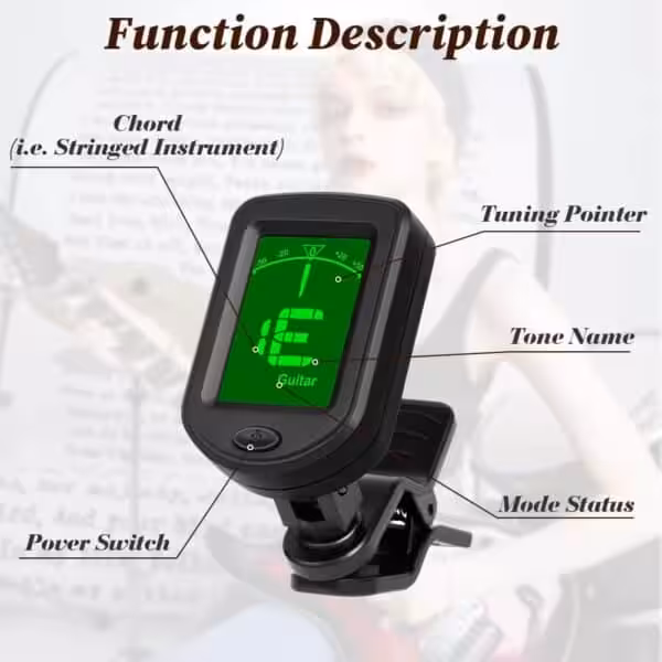 3 Clip-On Tuner for Guitar/Bass/Ukulele/Violin with LCD Display