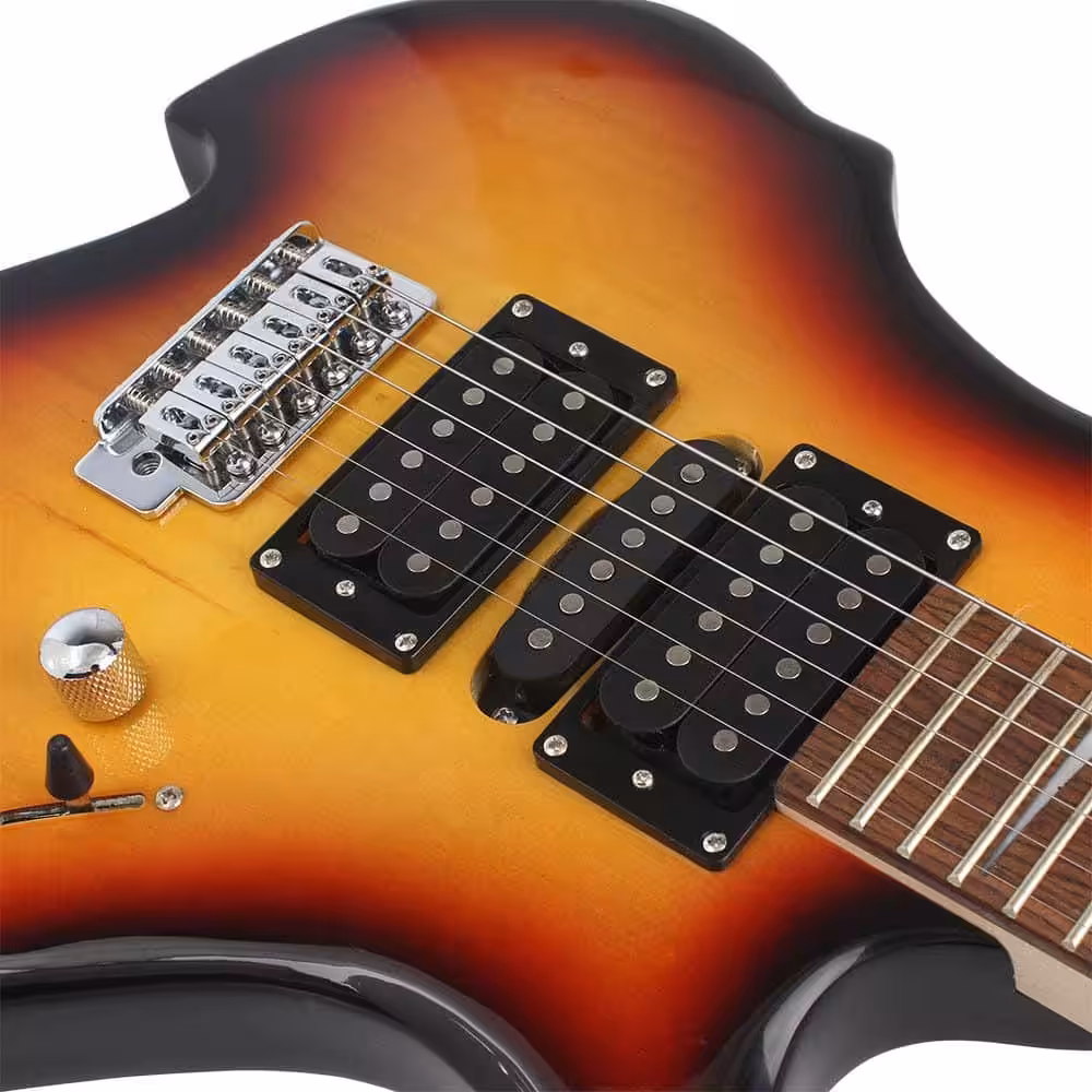 Flame-Shaped Electric Guitar with Rosewood Fingerboard & Tremolo