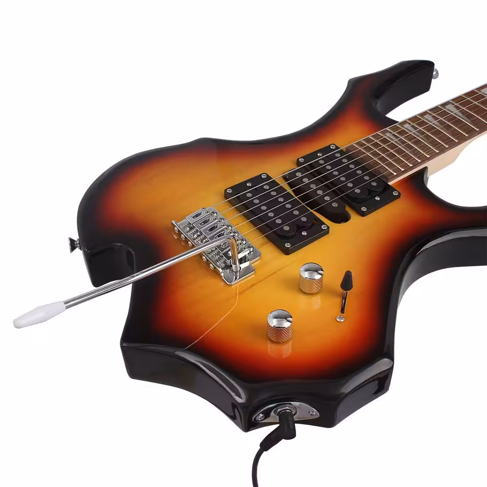 Flame-Shaped Electric Guitar with Rosewood Fingerboard & Tremolo