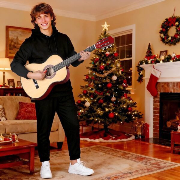 38 Inch Acoustic Guitar Kit for Beginners with Gig Bag, Strap, Strings & Pick, Natural Wood Right-Handed Starter Set