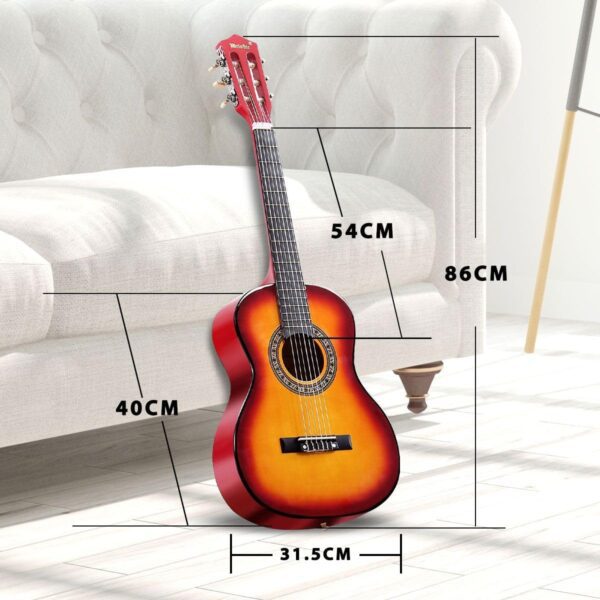 Melodic 34'' Kids Acoustic Guitar with Bag & Tuner - Wooden 6-String Beginner Guitar for Children Ages 5-10, Sunburst