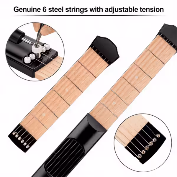Pocket Guitar Chord Trainer with 6 Steel Strings, Portable Design