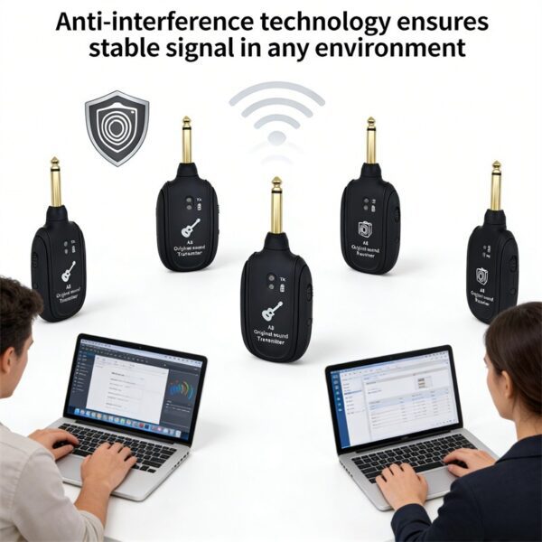 A8 Trådløst Gitar System for Elektrisk Gitar & Bass - 2.4GHz Sender/Mottaker