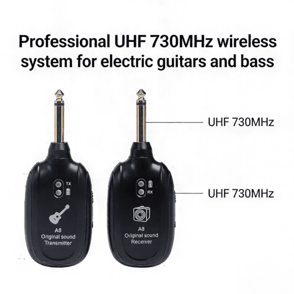 A8 Trådløst Gitar System for Elektrisk Gitar & Bass - 2.4GHz Sender/Mottaker