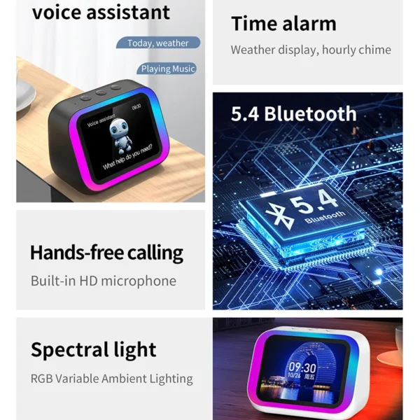 kf-S04d29110de2440db9da009afd7e7eabc8 Smart Bluetooth Alarm Clock with Weather Display, Night Light, Music, Stories, and Photo Frame - Perfect Gift with Bluetooth APP