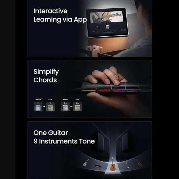 kf-S04faccb4c3664572bbfbeead3d784e64u AeroBand Detachable Electric Guitar with Pain-Free Silicone Strings - 9 Sound Styles, Acoustic Bass Mic Port Included