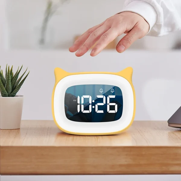 kf-S12bead49857c4edd82fcee6753b70d063 Music LED Digital Alarm Clock with Voice Control and Night Light: 1200mAh Battery Home Table Decoration Desktop Clock