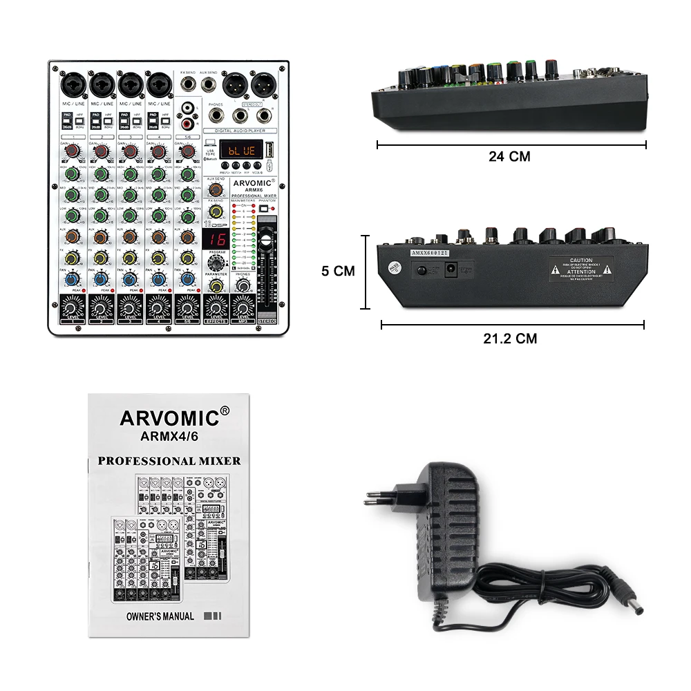 Professional 6-Channel DJ Audio Mixer with USB Interface, Bluetooth, 16 DSP Effects, 3-Band EQ, and Portable Design (ARMX-6) 8 kf S1328929613e942ea9bbe1c62a9ba98b6t