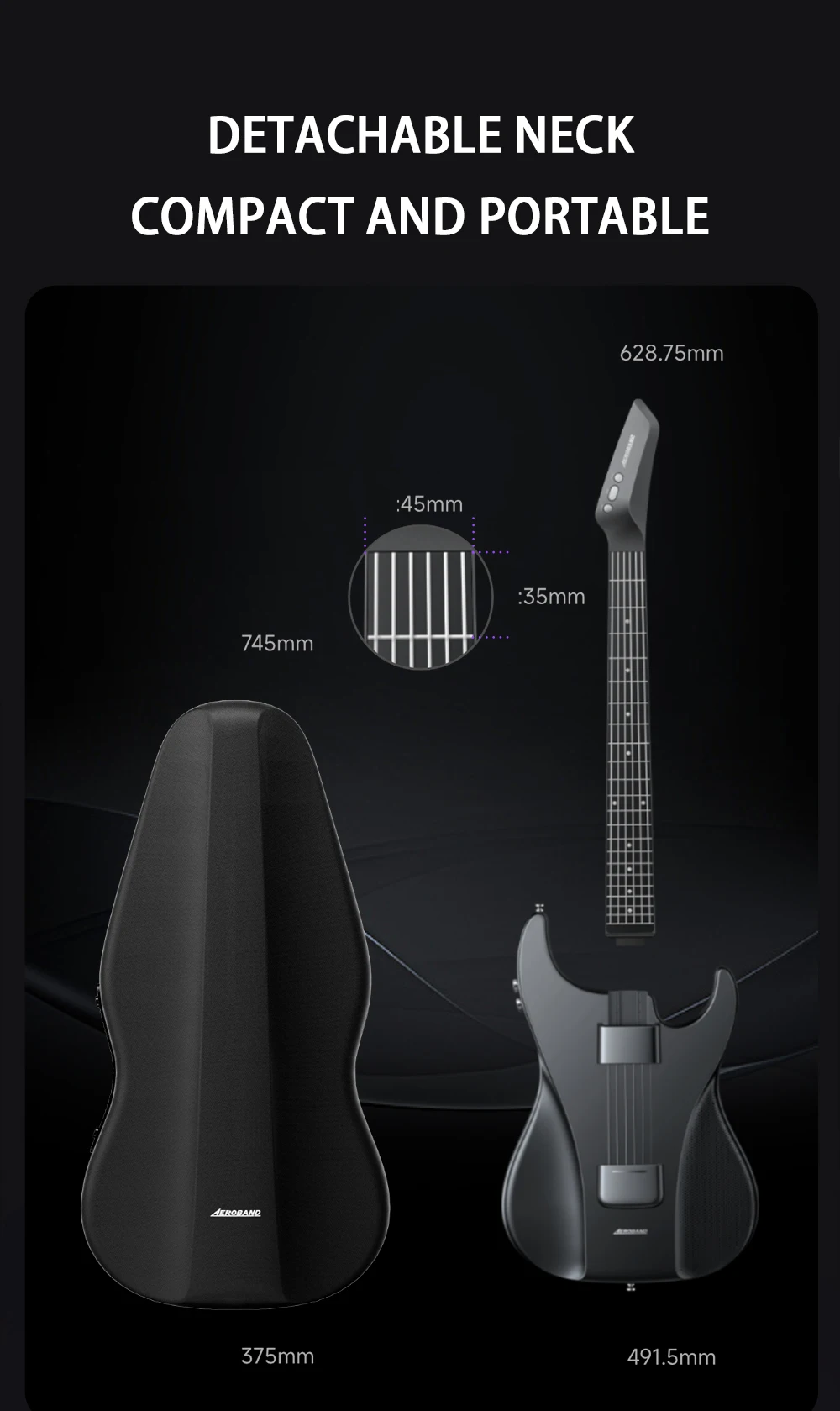 AeroBand Detachable Electric Guitar with Pain-Free Silicone Strings - 9 Sound Styles, Acoustic Bass Mic Port Included 24 kf S219fc2d5b74b4e739f432edefa376677s