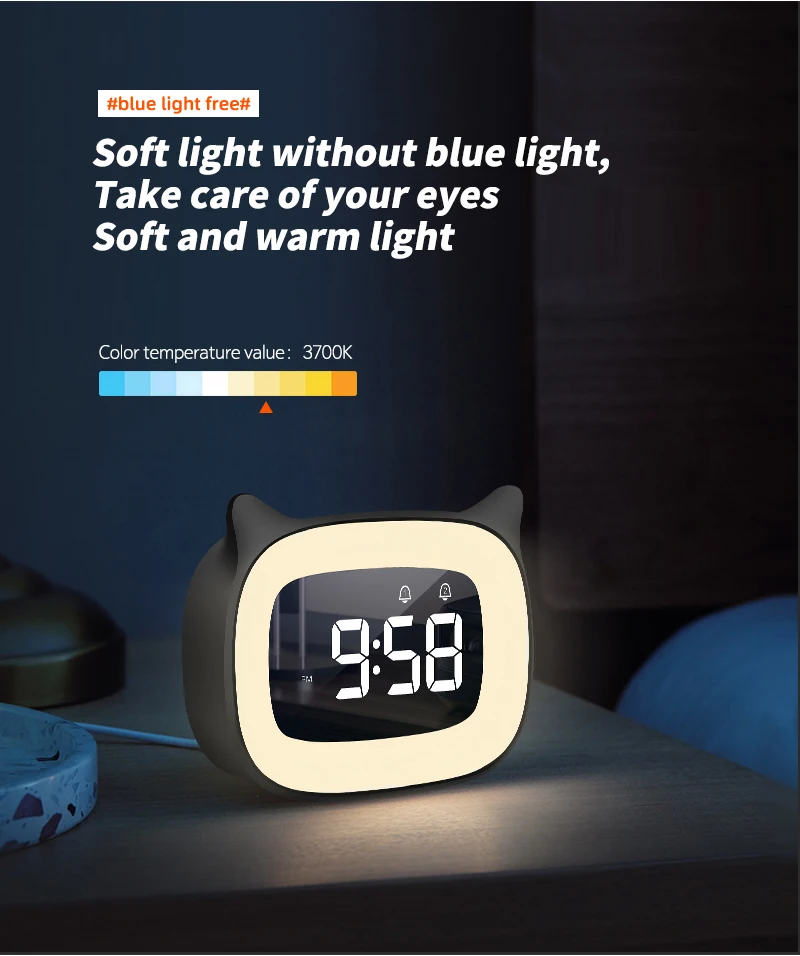 Music LED Digital Alarm Clock with Voice Control and Night Light: 1200mAh Battery Home Table Decoration Desktop Clock 9 kf S229bb5341d7b492495db3149e95fcd0dC