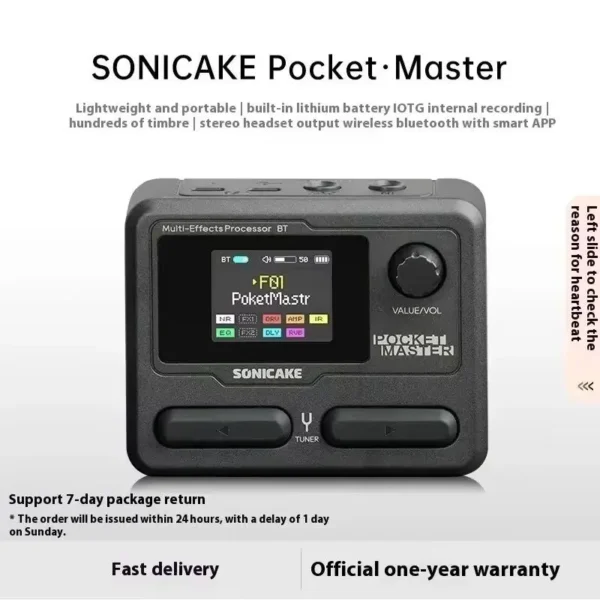 kf-S240176c951bb4f9a80f6d7917909272ez SONICAKE Pocket Master Electric Guitar & Bass Amplifier with Customized 1.77 LCD Screen, Modeling IR Multi-Effect, OTG Looper & Gifts