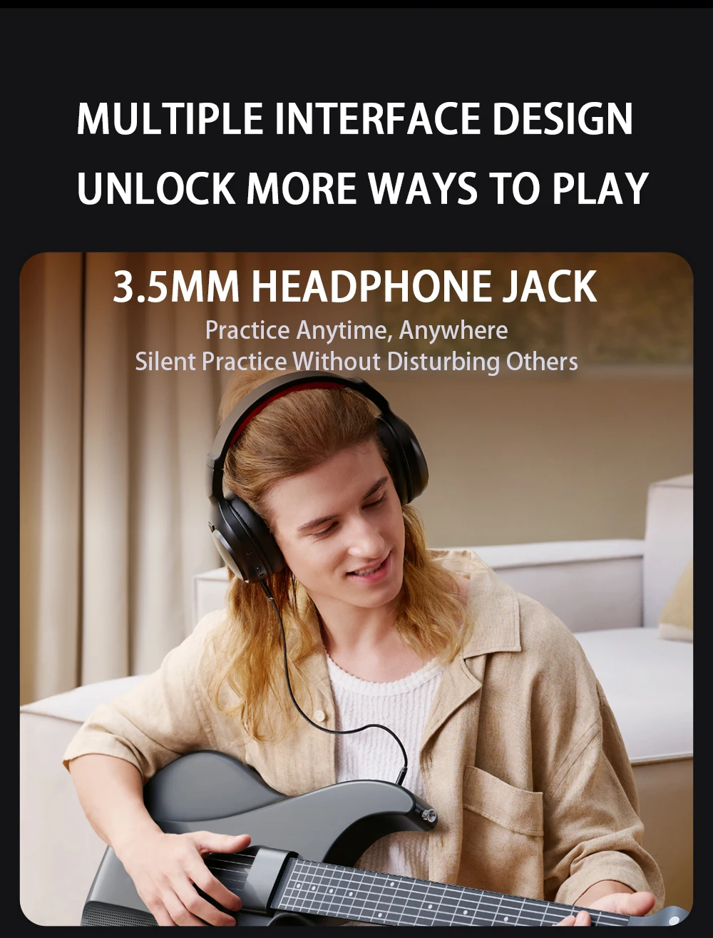 AeroBand Detachable Electric Guitar with Pain-Free Silicone Strings - 9 Sound Styles, Acoustic Bass Mic Port Included 19 kf S2d4796b8617f4e3aa28407f91d356336y