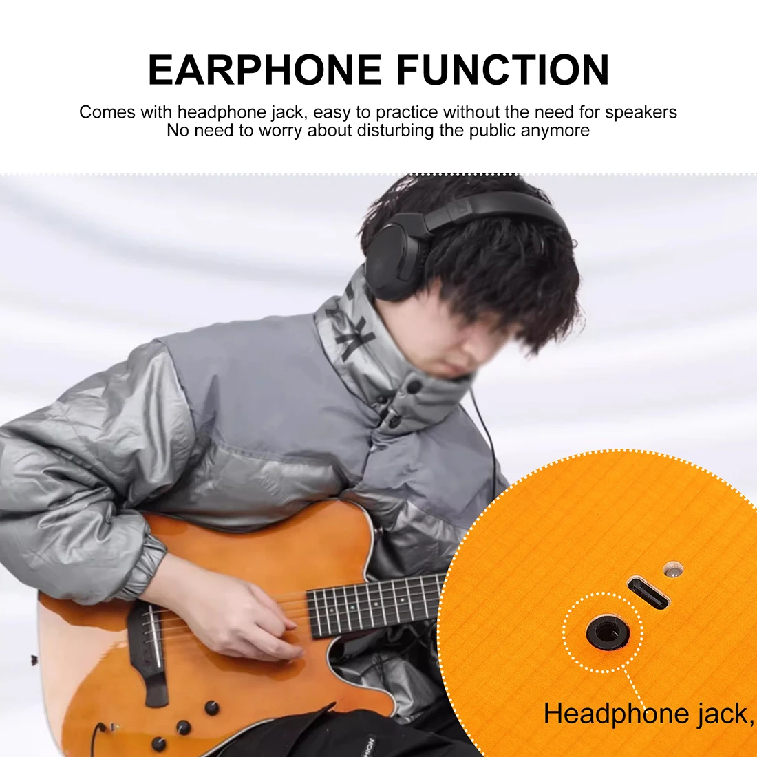 IRIN Silent Electric Acoustic Guitar - 39" Thin Body Spruce Panel 6 String Folk Guitar with Bag & Adapter Cable 5 kf S2de7e56429964a39807f16df76265a78M