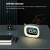 Music LED Digital Alarm Clock with Voice Control and Night Light: 1200mAh Battery Home Table Decoration Desktop Clock