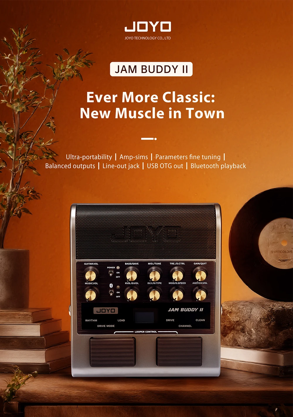 JOYO JAM BUDDY II 10W Electric Guitar Amp with 14 Amp Models & 9 Effects, Bluetooth & OTG Recording, Ultimate Multi-Effects Pedal Combo 2 kf S36c391abbc724beeb949908a9b38edd23