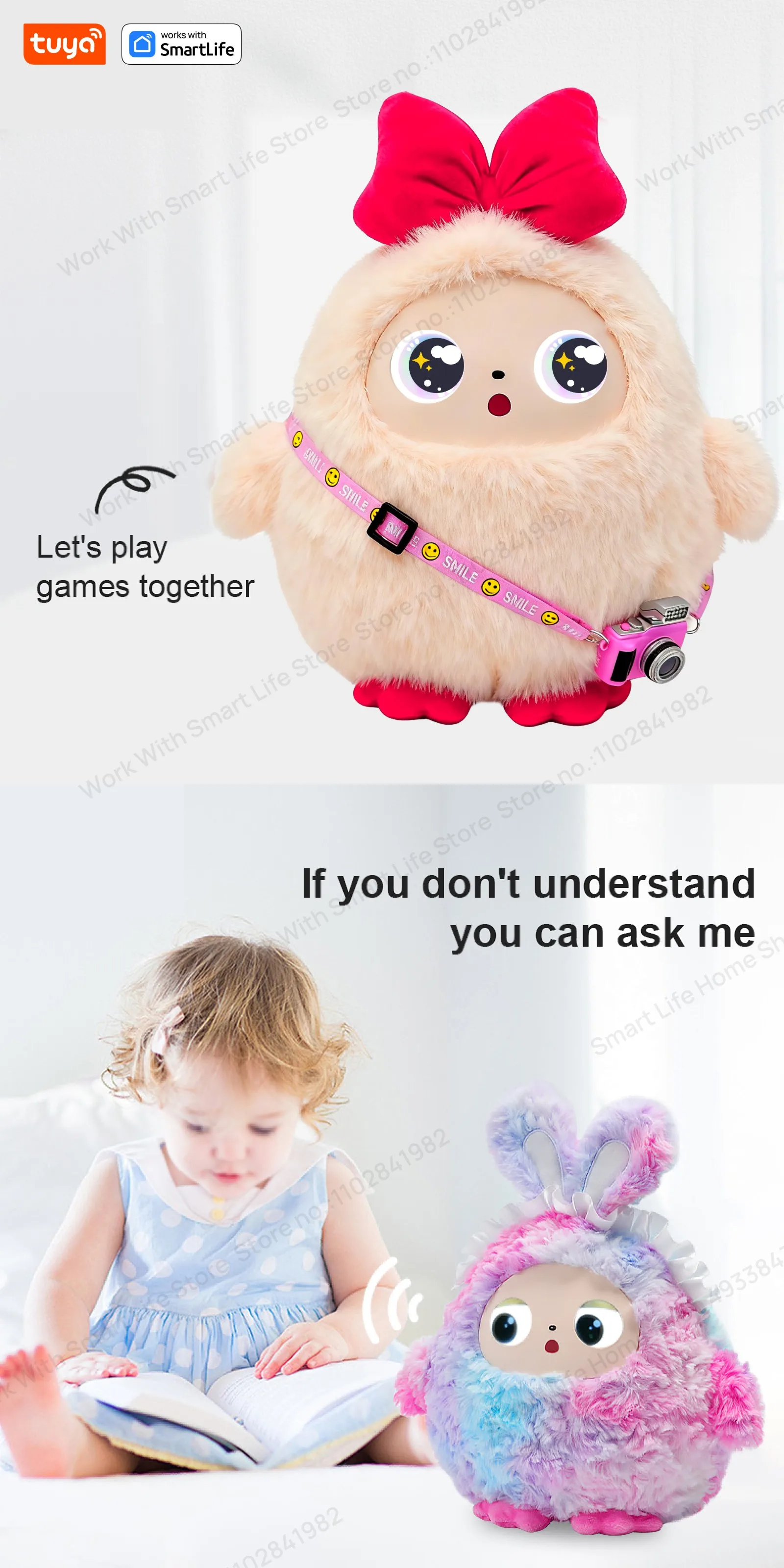 AI Smart Plush Toy with Voice & LED Eyes: Interactive Gift for Kids and Adults - Rechargeable E-Pet with Tuya App Fun Life Experience 4 kf S39a39354eb744a34ae8345c5f79b98c1D
