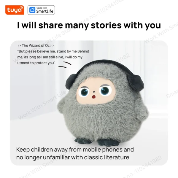 kf-S4de4597e80cd459f8d99f77c0d49a257h AI Smart Plush Toy with Voice & LED Eyes: Interactive Gift for Kids and Adults - Rechargeable E-Pet with Tuya App Fun Life Experience